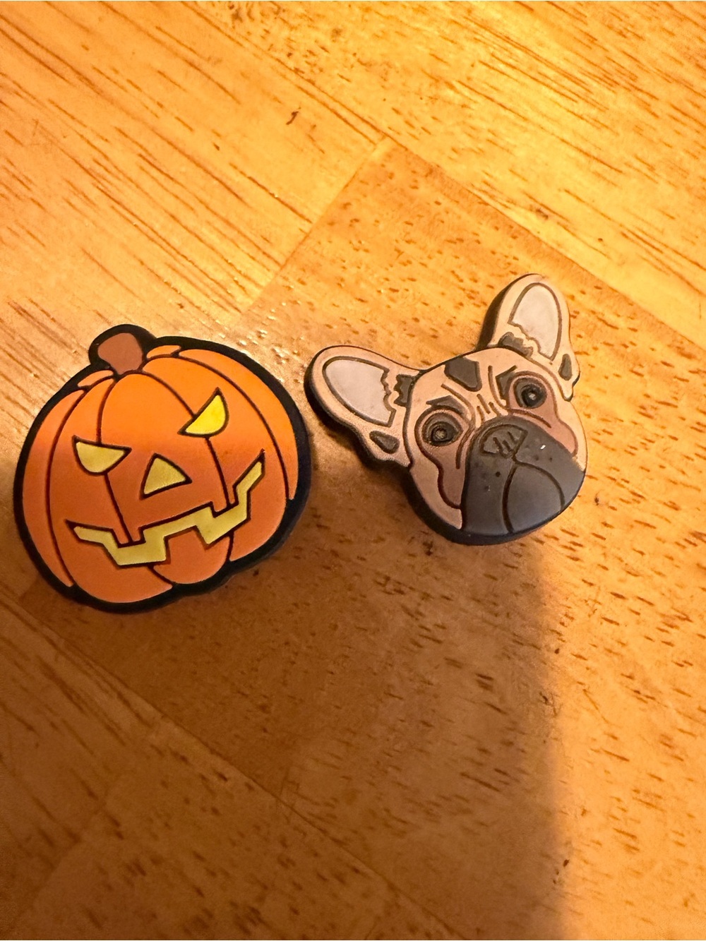 Orange pumpkin and Frenchie dog
croc jibbitz